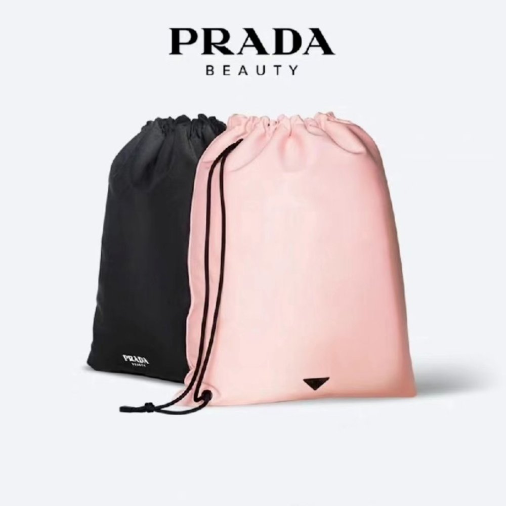 NEW Prada Beauty REVERSIBLE Travel Nylon Backpack BAG Purse Pouch Black Pink